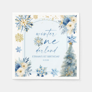 Winter Onederland Snowflake 1st Birthday Party Napkins