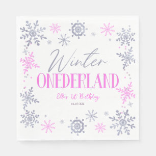 Winter ONEderland Snowflake 1st Birthday Party Napkins
