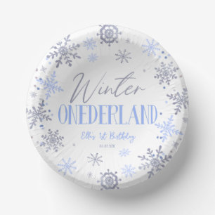 Winter ONEderland Snowflake 1st Birthday Party Paper Bowls