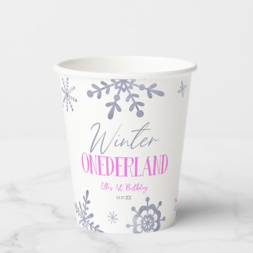 Winter ONEderland Snowflake 1st Birthday Party Paper Cups