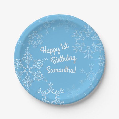 Winter Onederland Snowflake 1st Birthday Party Paper Plates