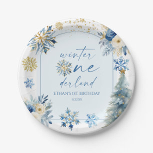 Winter Onederland Snowflake 1st Birthday Party Paper Plates