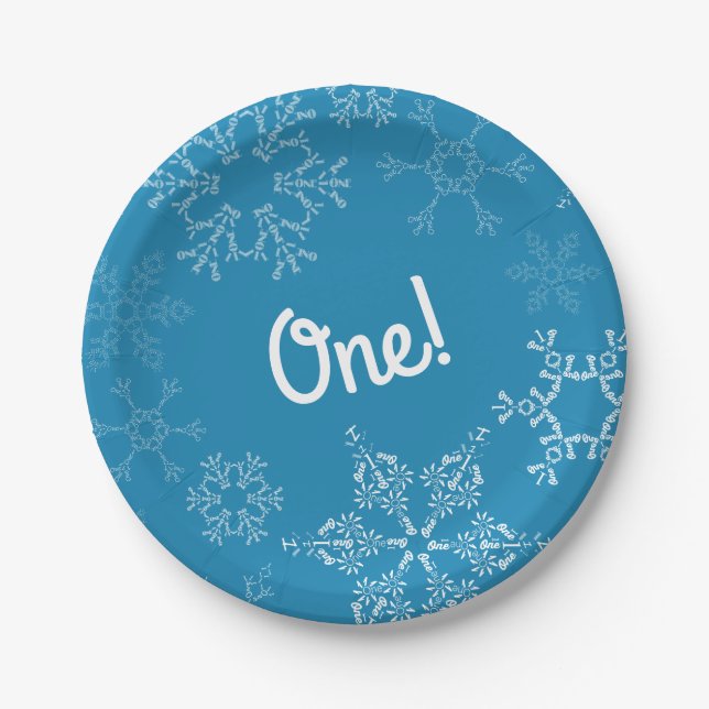 Winter Onederland Snowflake 1st Birthday Party Paper Plates (Front)