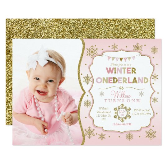 winter onederland snowflake birthday invitation zazzle com
