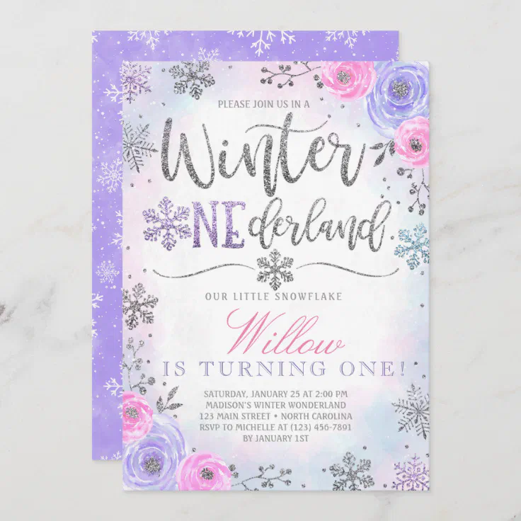 Winter ONEderland Snowflake Birthday Invitation | Zazzle