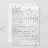 Winter Onederland Snowflake Blue 1st Birthday Invitation (Front)