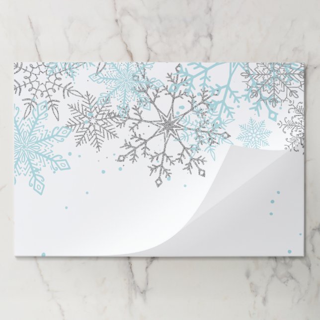 Winter Onederland Snowflake blue silver Paper Pad (Folded)