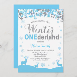 Winter Onederland Snowflake Boy 1st Birthday Invitation