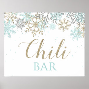 Winter Onederland Snowflake chili Bar Sign
