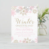 Winter Onederland Snowflake First Birthday Invite (Standing Front)