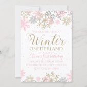Winter Onederland Snowflake First Birthday Invite (Front)