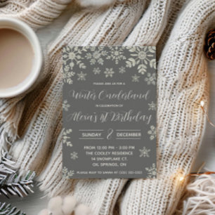 Winter ONEderland, Snowflake First Birthday Party Invitation