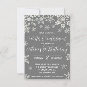 Winter ONEderland, Snowflake First Birthday Party Invitation