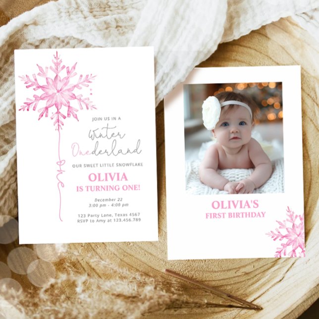 Winter ONEderland Snowflake Girl First Birthday Invitation (Creator Uploaded)