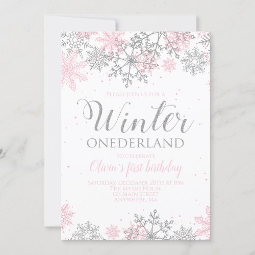 Winter Onederland Snowflake Invite