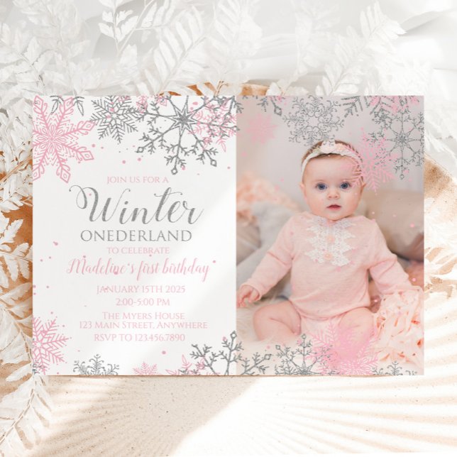 Winter ONEderland Snowflake Photo Invite (Creator Uploaded)