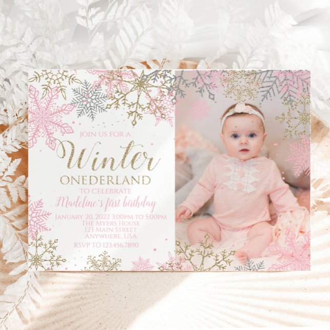 Winter ONEderland Snowflake Photo Invite (Creator Uploaded)