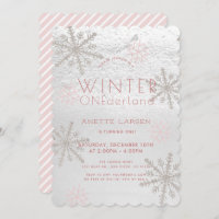 Winter Onederland Snowflake Pink 1st Birthday