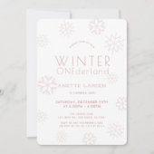 Winter Onederland Snowflake Pink 1st Birthday Invitation (Front)