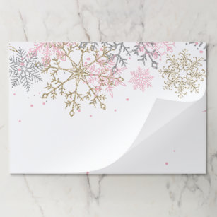 Winter Onederland Snowflake pink gold Paper Pad