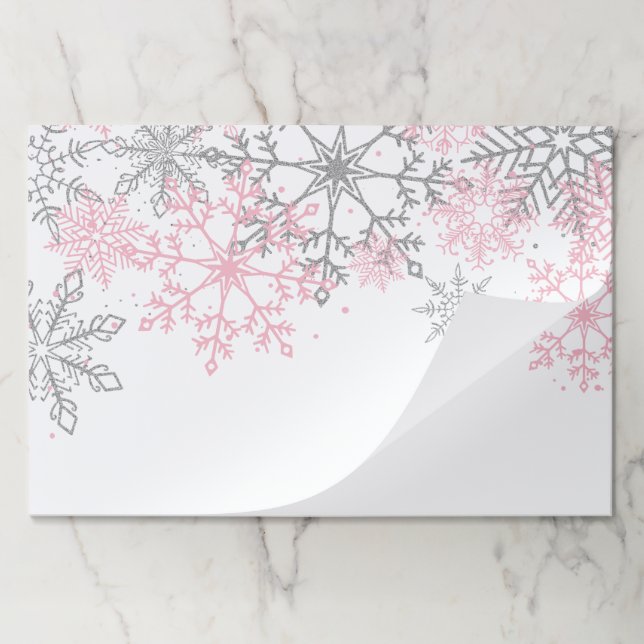 Winter Onederland Snowflake pink silver Paper Pad (Folded)