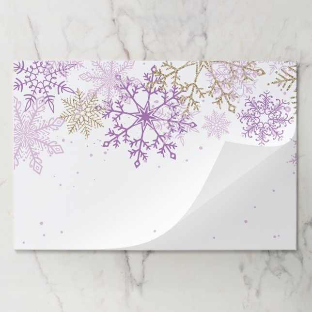 Winter Onederland Snowflake purple gold Paper Pad (Folded)