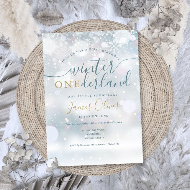 Winter Onederland Snowflakes 1st Birthday Invitation (Winter Onederland Snowflakes 1st Birthday Invitation)