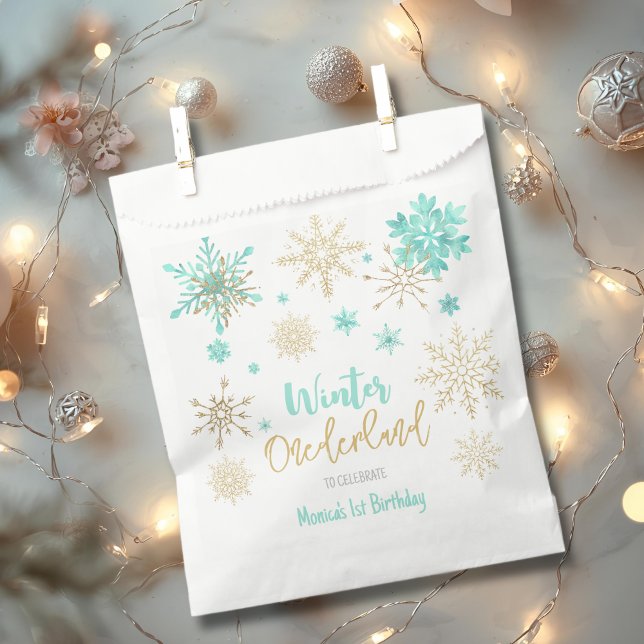 Winter onederland snowflakes birthday favor bag (Creator Uploaded)