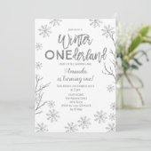 Winter ONEderland Snowflakes Birthday Invite (Standing Front)