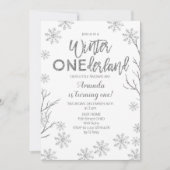 Winter ONEderland Snowflakes Birthday Invite (Front)