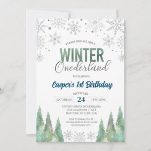 Winter Onederland Snowflakes First 1st Birthday Invitation