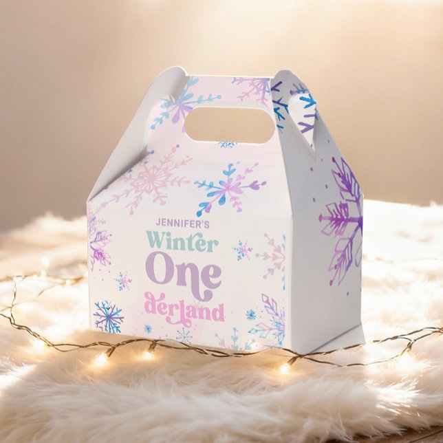 Winter Onederland Snowflakes Girl Snow Birthday Favor Boxes (Creator Uploaded)