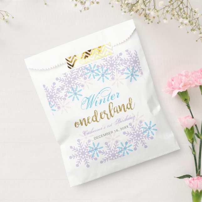 Winter Onederland Snowflakes Holiday Birthday Favor Bag (Sealed)