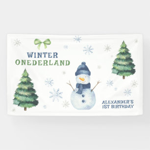 Winter Onederland Snowman 1st Birthday Banner