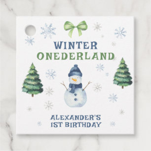 Winter Onederland Snowman 1st Birthday Favor Tags