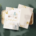 Winter Onederland Snowman 1st Birthday Invitation<br><div class="desc">Cute and elegant winter onederland birthday invitation with flowers featuring gold accents and an adorable little snowman.</div>