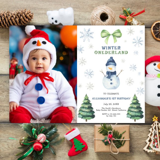 Winter Onederland Snowman 1st Birthday  Invitation (Creator Uploaded)