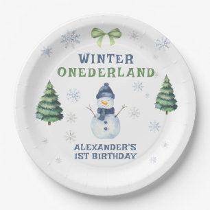 Winter Onederland Snowman 1st Birthday  Paper Plates