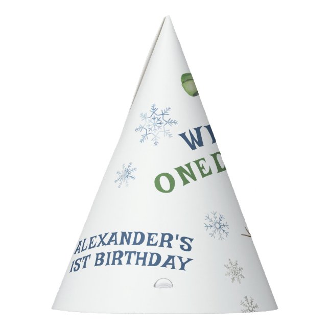 Winter Onederland Snowman 1st Birthday  Party Hat (Left)