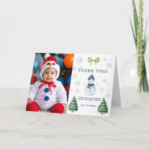 Winter Onederland Snowman Birthday Thank You Card