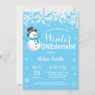 Winter Onederland Snowman Boy 1st Birthday Invitation