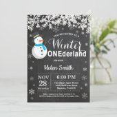 Winter Onederland Snowman Boy 1st Birthday Invitation (Standing Front)