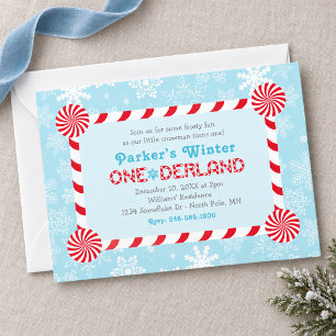 Winter ONEderland Snowman Penguin Birthday Invitation