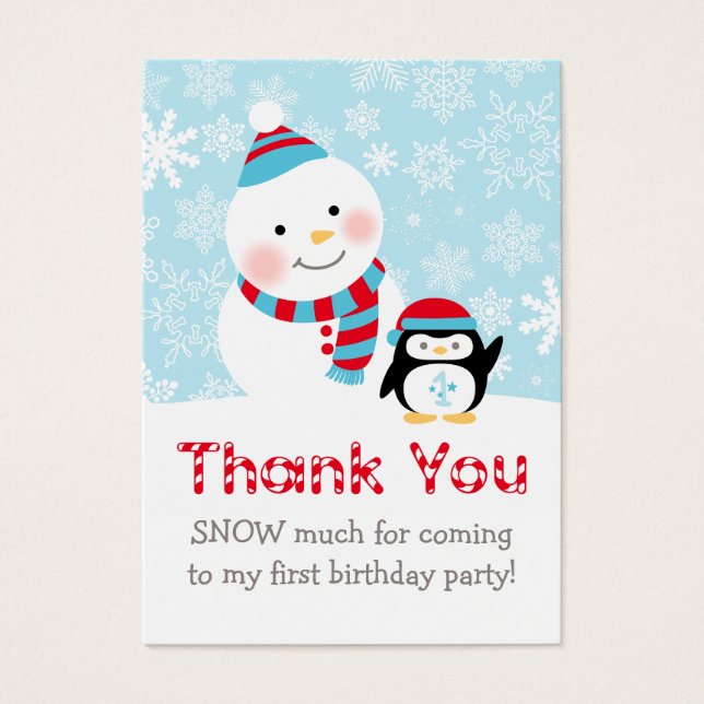 Winter ONEderland Snowman Penguin Favor Tag (Front)
