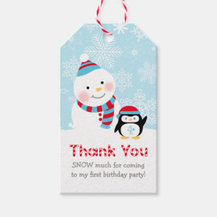 Winter ONEderland Snowman Penguin Snow Much Gift Tags