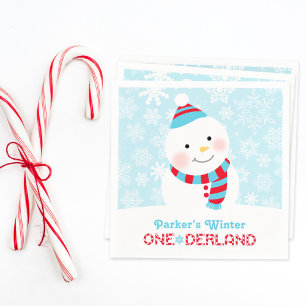 Winter ONEderland Snowman Snowflake Birthday Paper Napkins
