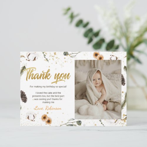 Winter Onederland Thank You Card with Photo