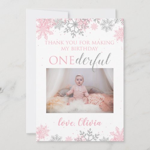 Winter ONEderland Thank You Photo Card Snowflakes