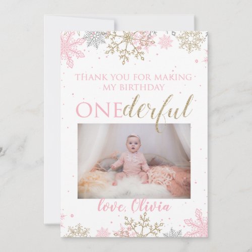 Winter ONEderland Thank You Photo Card Snowflakes