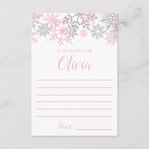 Winter Onederland Time Capsule message Pink Silver Enclosure Card